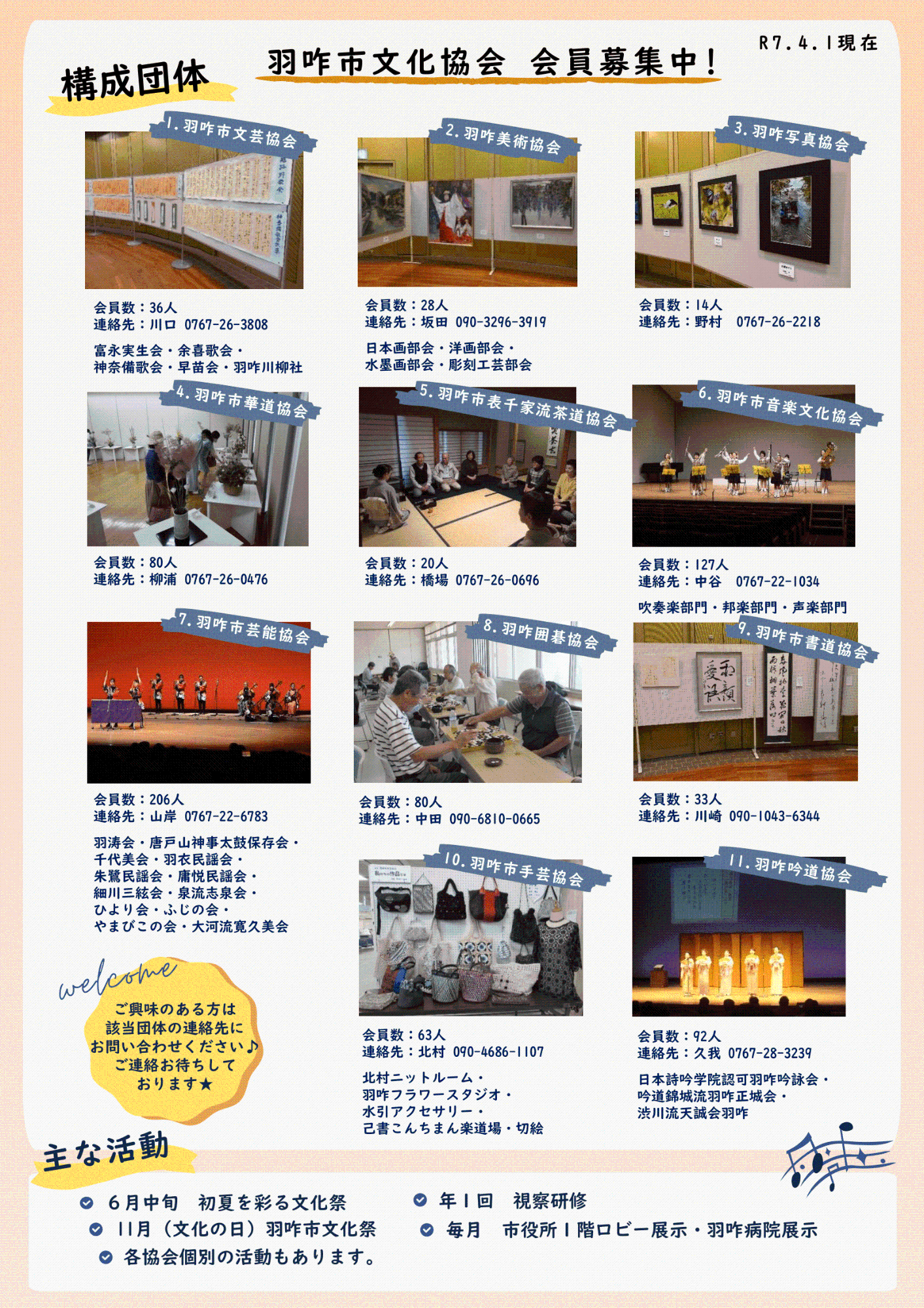 羽咋市文化協会団体一覧