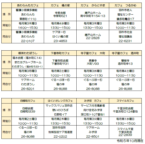 羽咋市認知症カフェ紹介