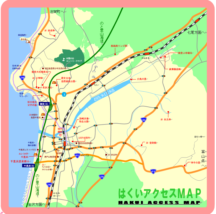 羽咋市内地図のイラスト
