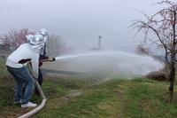 自衛消防隊によるポンプ放水訓練